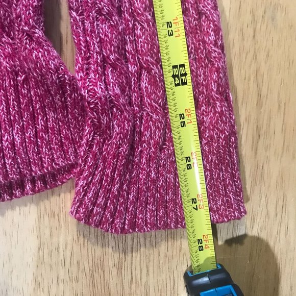 Croft & Barrow Women's Medium Red Pink White Cable Knit Sweater V Neck Tunic Top - Picture 15 of 15